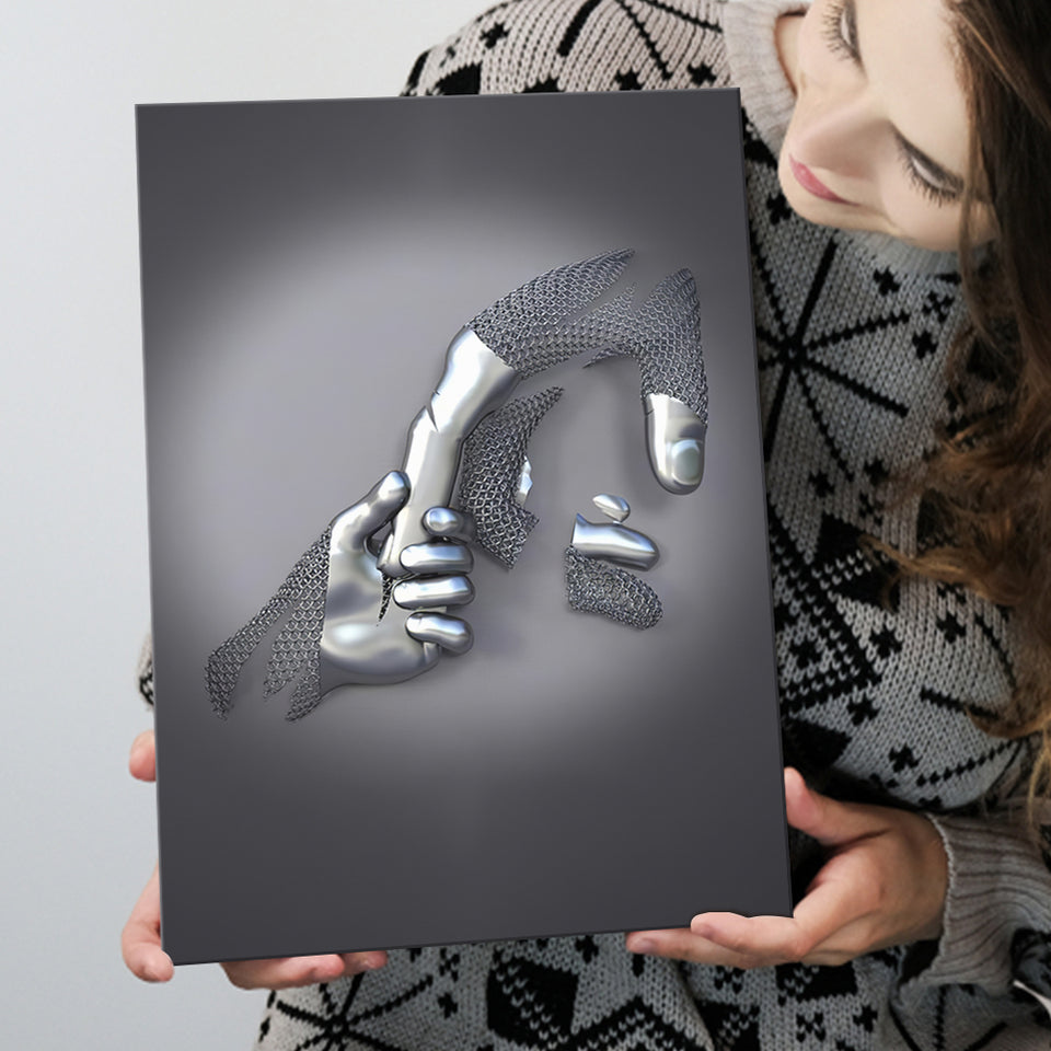 3D Effect Art Father And Son Gray Color Canvas Prints Wall Art - Painting Canvas, Painting Prints,Canvas Art, Wall Decor, Home Decor