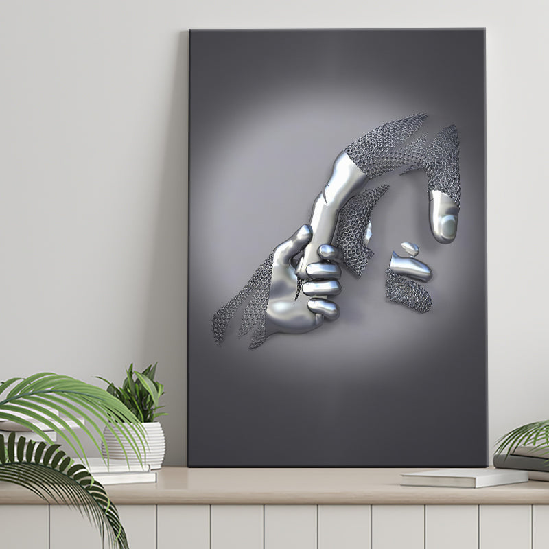 3D Effect Art Father And Son Gray Color Canvas Prints Wall Art - Painting Canvas, Painting Prints,Canvas Art, Wall Decor, Home Decor