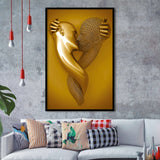 3D Effect Art Kiss Gold Color Framed Art Prints Wall Decor - Painting Prints, Framed Picture, Wall Arrt, Home Decor, Prints for Sale
