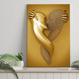 3D Effect Art Kiss Gold Color Canvas Prints Wall Art - Painting Canvas, Painting Prints,Canvas Art, Wall Decor, Home Decor, Prints for Sale