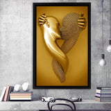 3D Effect Art Kiss Gold Color Frame Canvas Prints Wall Art - Painting Canvas, Framed Picture,Canvas Art, Wall Decor,Prints for Sale