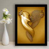 3D Effect Art Kiss Gold Color Framed Art Prints Wall Decor - Painting Prints, Framed Picture, Wall Arrt, Home Decor, Prints for Sale
