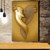 3D Effect Art Kiss Gold Color Canvas Prints Wall Art - Painting Canvas, Painting Prints,Canvas Art, Wall Decor, Home Decor, Prints for Sale
