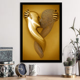 3D Effect Art Kiss Gold Color Framed Art Prints Wall Decor - Painting Prints, Framed Picture, Wall Arrt, Home Decor, Prints for Sale