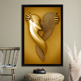 3D Effect Art Kiss Gold Color Frame Canvas Prints Wall Art - Painting Canvas, Framed Picture,Canvas Art, Wall Decor,Prints for Sale