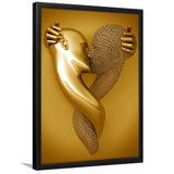 3D Effect Art Kiss Gold Color Framed Art Prints Wall Decor - Painting Prints, Framed Picture, Wall Arrt, Home Decor, Prints for Sale