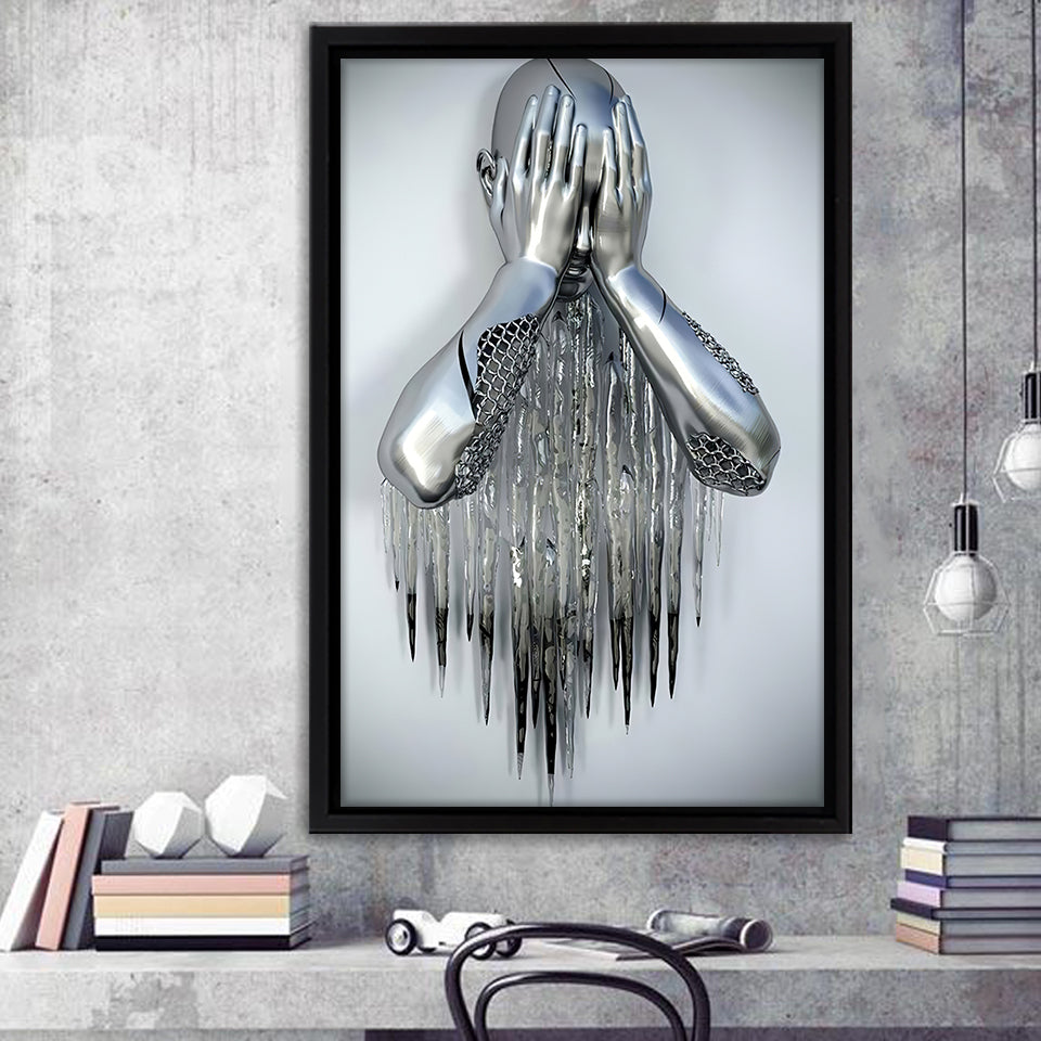 3D Effect Art Regretful Man Frame Canvas Prints Wall Art - Painting Canvas, Framed Picture,Canvas Art, Wall Decor,Prints for Sale