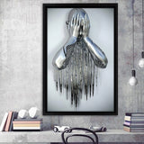 3D Effect Art Regretful Man Frame Canvas Prints Wall Art - Painting Canvas, Framed Picture,Canvas Art, Wall Decor,Prints for Sale