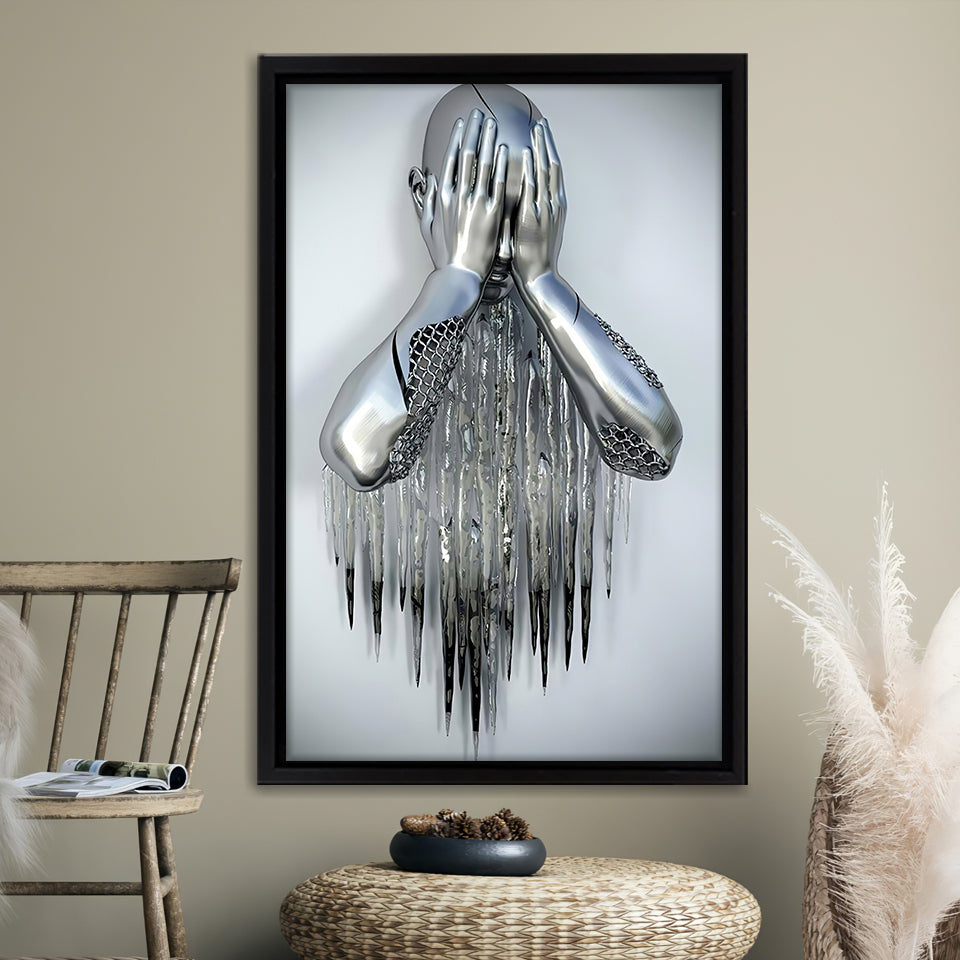 3D Effect Art Regretful Man Frame Canvas Prints Wall Art - Painting Canvas, Framed Picture,Canvas Art, Wall Decor,Prints for Sale
