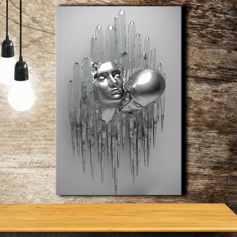 3D Effect Art Romantic Couple Kiss Canvas Prints Wall Art - Painting Canvas, Painting Prints,Canvas Art, Wall Decor, Home Decor, Prints for Sale