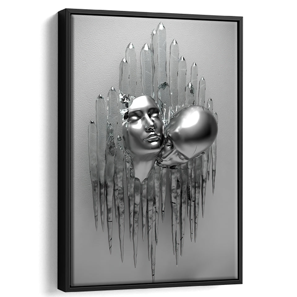 3D Effect Art Romantic Couple Kiss Frame Canvas Prints Wall Art - Painting Canvas, Framed Picture,Canvas Art, Wall Decor,Prints for Sale
