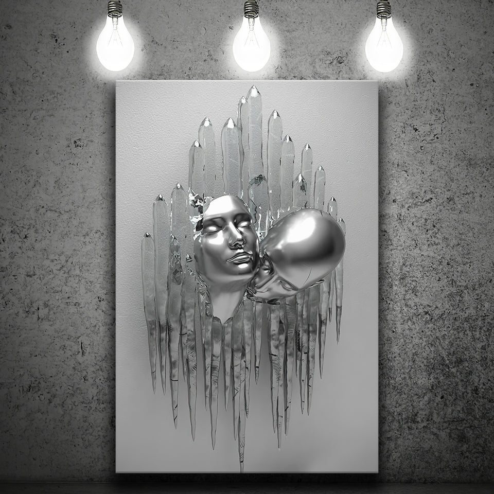 3D Effect Art Romantic Couple Kiss Canvas Prints Wall Art - Painting Canvas, Painting Prints,Canvas Art, Wall Decor, Home Decor, Prints for Sale