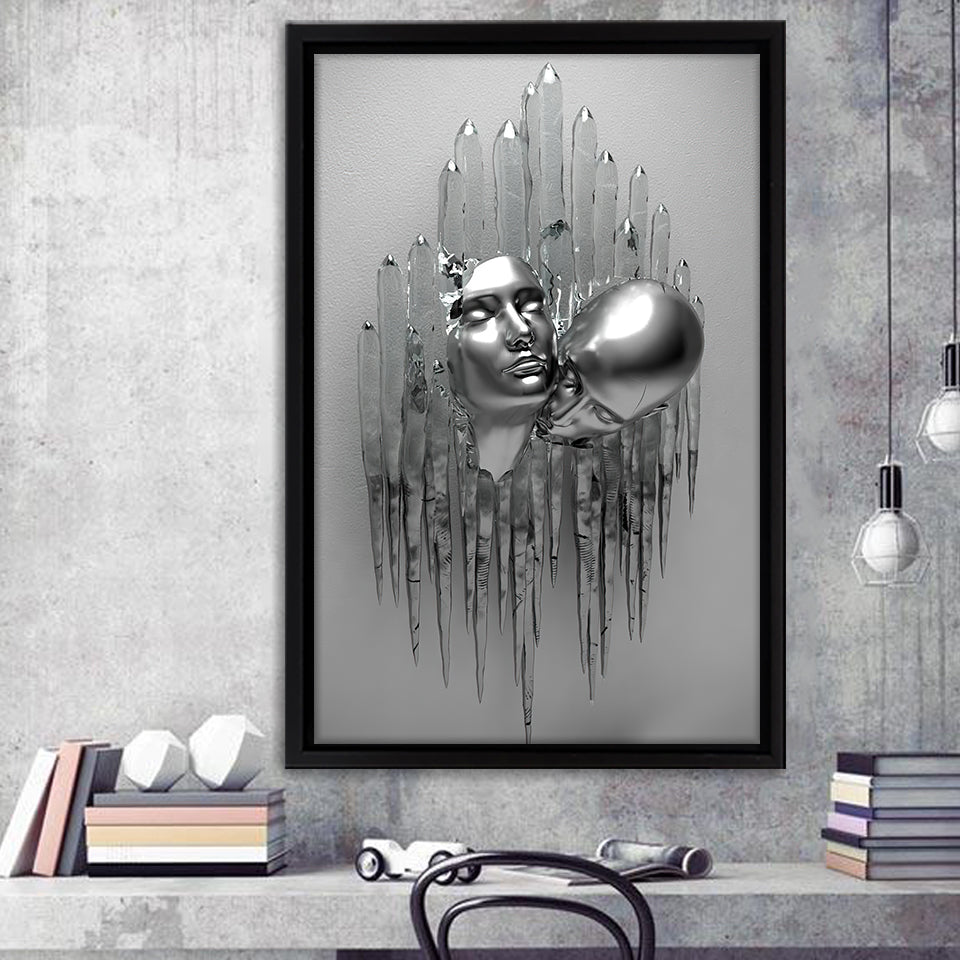 3D Effect Art Romantic Couple Kiss Frame Canvas Prints Wall Art - Painting Canvas, Framed Picture,Canvas Art, Wall Decor,Prints for Sale