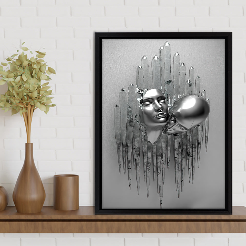 3D Effect Art Romantic Couple Kiss Frame Canvas Prints Wall Art - Painting Canvas, Framed Picture,Canvas Art, Wall Decor,Prints for Sale