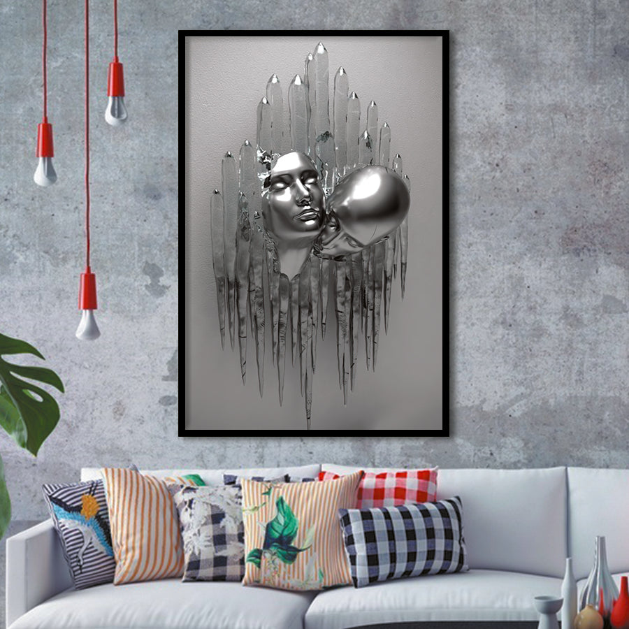 3D Effect Art Romantic Couple Kiss Framed Art Prints Wall Decor - Painting Prints, Framed Picture, Wall Arrt, Home Decor, Prints for Sale