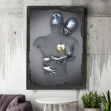 3D Effect Art Yellow Heart Canvas Prints Wall Art - Painting Canvas, Painting Prints,Canvas Art, Wall Decor, Home Decor, Prints for Sale