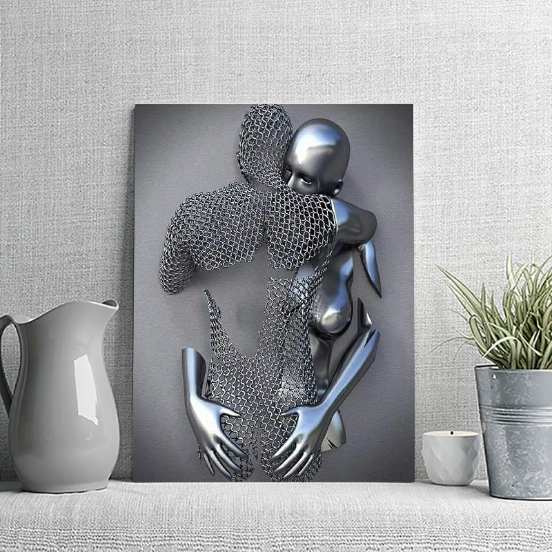 3D Effect Art Hug Love Couple Black Canvas Prints Wall Art - Painting –  UnixCanvas