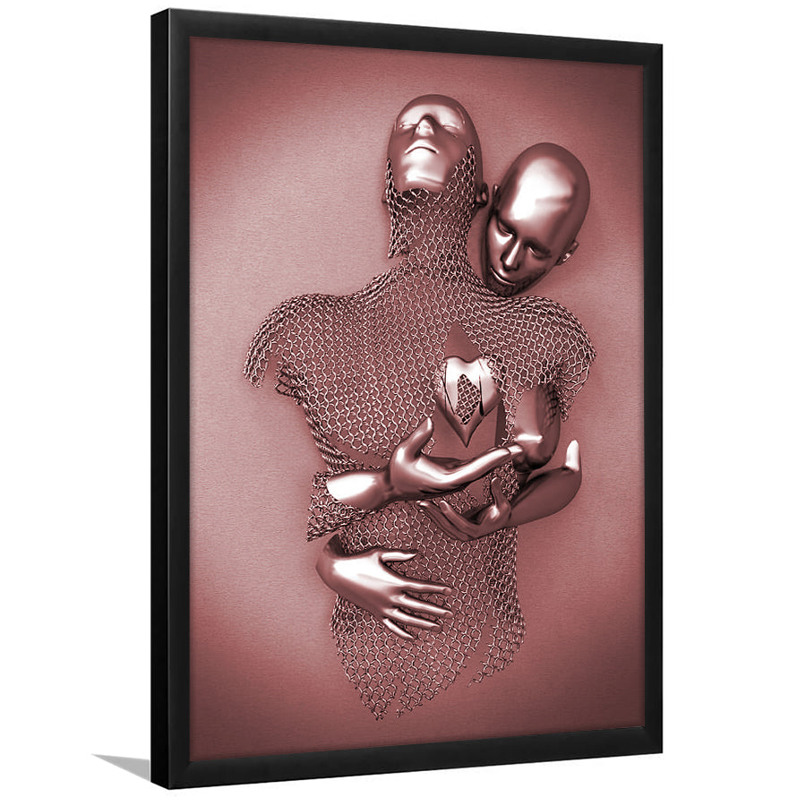3D Effect Art Love Heart Pink Gold Framed Art Prints Wall Decor - Painting Prints, Wall Art, Home Decor, Prints for Sale