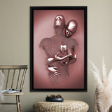 3D Effect Art Love Heart Pink Gold Framed Canvas Prints Wall Art - Painting Canvas, Wall Decor, Framed Art, Prints for Sale