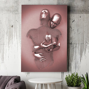 3D Effect Art Love Heart Pink Gold Canvas Prints Wall Art - Painting Canvas, Wall Decor, Home Decor, Prints for Sale