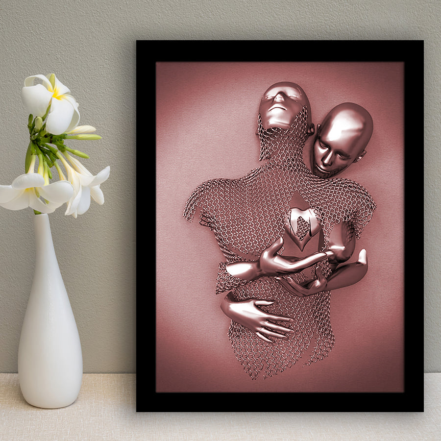 3D Effect Art Love Heart Pink Gold Framed Art Prints Wall Decor - Painting Prints, Wall Art, Home Decor, Prints for Sale