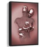 3D Effect Art Love Heart Pink Gold Framed Canvas Prints Wall Art - Painting Canvas, Wall Decor, Framed Art, Prints for Sale