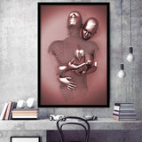 3D Effect Art Love Heart Pink Gold Framed Art Prints Wall Decor - Painting Prints, Wall Art, Home Decor, Prints for Sale