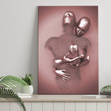 3D Effect Art Love Heart Pink Gold Canvas Prints Wall Art - Painting Canvas, Wall Decor, Home Decor, Prints for Sale