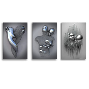 3D Effect Art Love Heart Canvas Prints 3 Pieces Wall Art Decor - Painting Canvas, Multi Panel, Home Decor