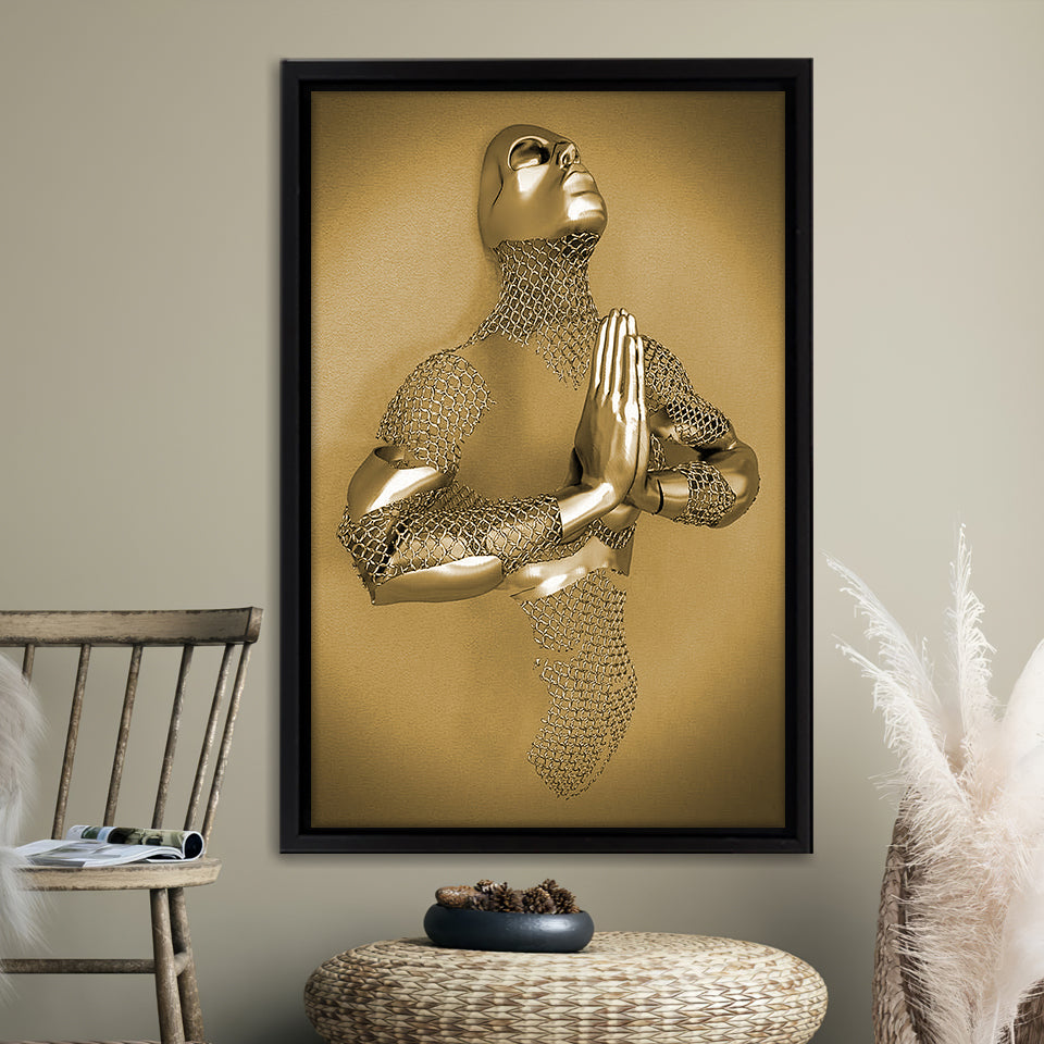 3D Effect Art Prayer For Lost Soul Gold Framed Canvas Prints Wall Art - Painting Canvas, Wall Decor, Framed Art, Prints for Sale