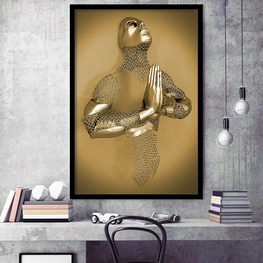 3D Effect Art Prayer For Lost Soul Gold Framed Art Prints Wall Decor - Painting Prints, Wall Art, Home Decor, Prints for Sale