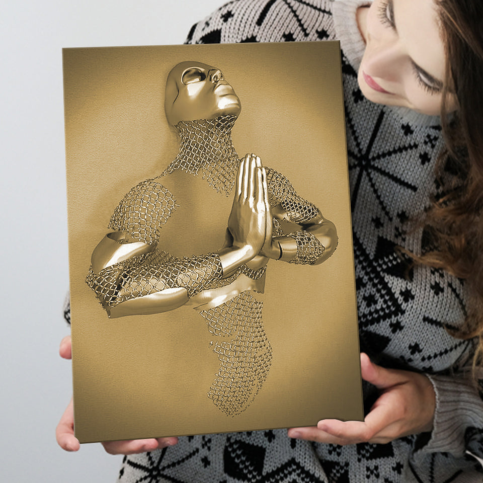 3D Effect Art Prayer For Lost Soul Gold Canvas Prints Wall Art - Painting Canvas, Wall Decor, Home Decor, Prints for Sale