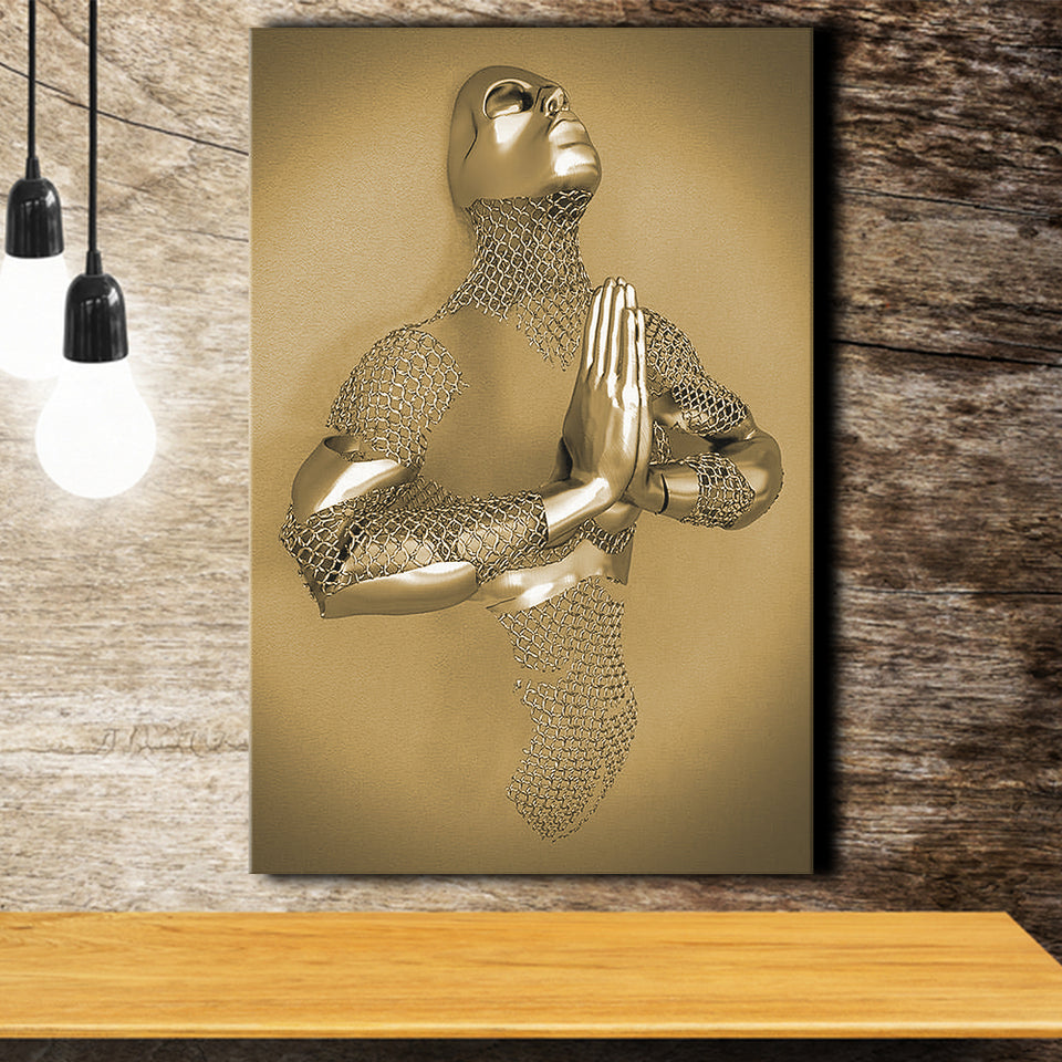 3D Effect Art Prayer For Lost Soul Gold Canvas Prints Wall Art - Painting Canvas, Wall Decor, Home Decor, Prints for Sale