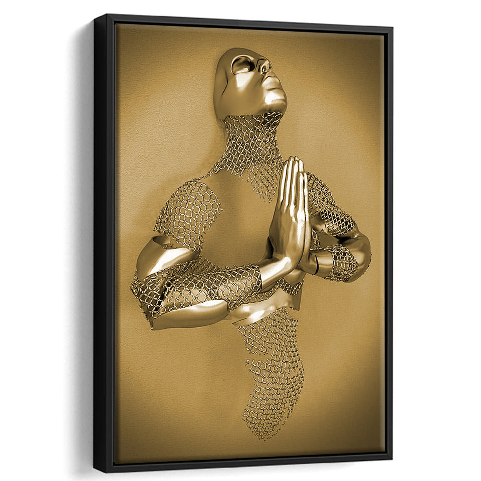3D Effect Art Prayer For Lost Soul Gold Framed Canvas Prints Wall Art - Painting Canvas, Wall Decor, Framed Art, Prints for Sale