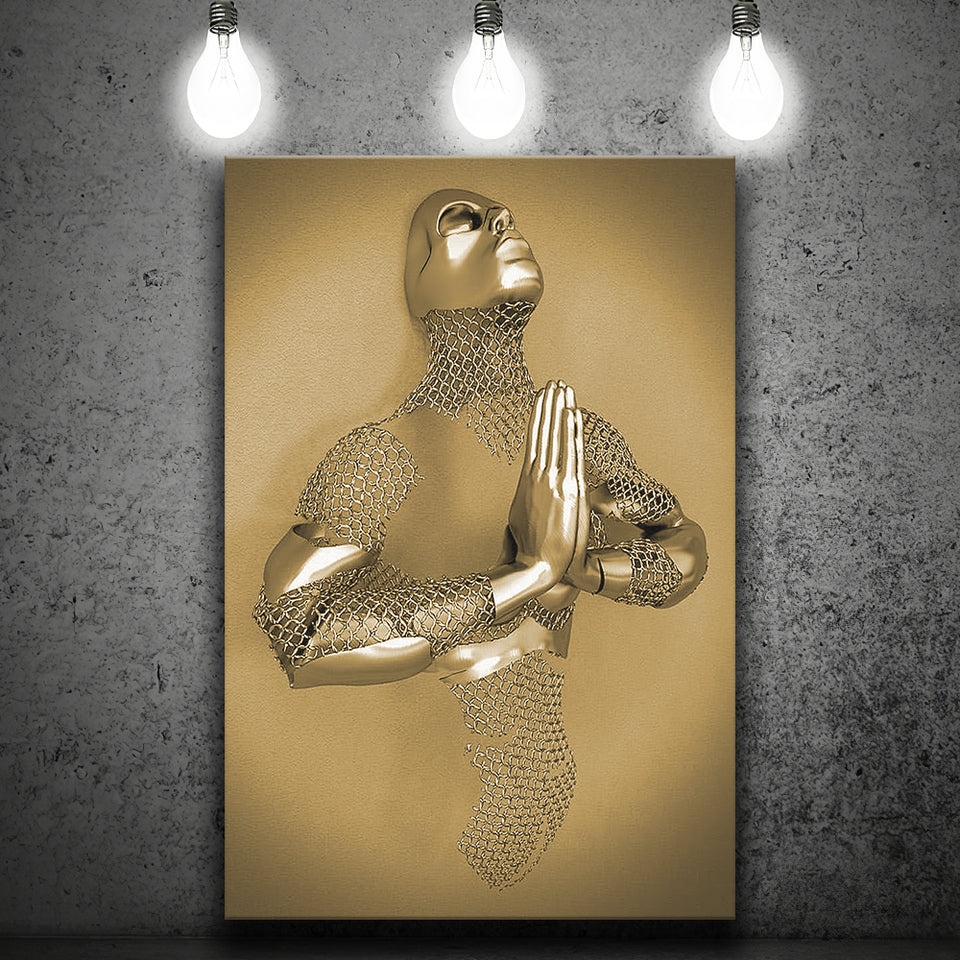 3D Effect Art Prayer For Lost Soul Gold Canvas Prints Wall Art - Painting Canvas, Wall Decor, Home Decor, Prints for Sale