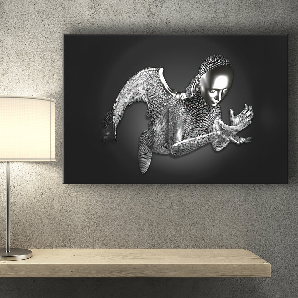 3D Effect Art Black Angel Canvas Prints Wall Art - Painting Canvas, Wall Decor, Home Decor, Prints for Sale