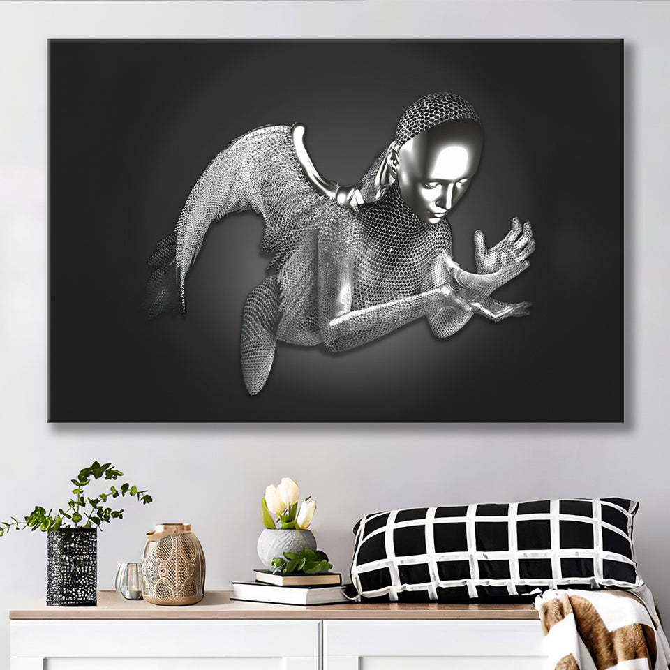 3D Effect Art Black Angel Canvas Prints Wall Art - Painting Canvas, Wall Decor, Home Decor, Prints for Sale