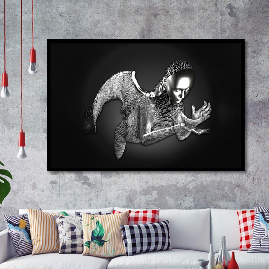 3D Effect Art Black Angel Framed Art Prints Wall Decor - Painting Art, Wall Art, Framed Prints, Prints for Sale