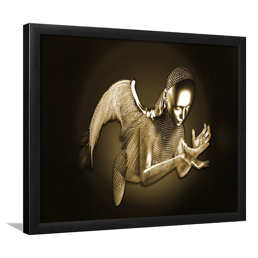 3D Effect Art Black Angel Gold Framed Art Prints Wall Decor - Painting Art, Wall Art, Framed Prints, Prints for Sale