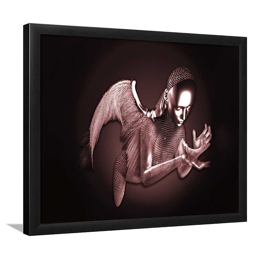 3D Effect Art Black Angel Pink Gold Framed Art Prints Wall Decor - Painting Art, Wall Art, Framed Prints, Prints for Sale