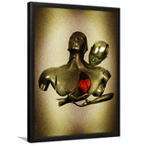 3D Effect Art Black Love Red Moon Heart Glitter Gold Background Framed Art Print Wall Decor - Painting Art,Framed Picture,Wall Art