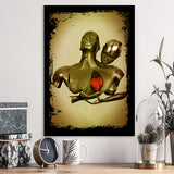 3D Effect Art Black Love Red Moon Heart Gold Background Black Frame Framed Art Print Wall Decor - Painting Art,Framed Picture,Wall Art