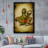 3D Effect Art Black Love Red Moon Heart Gold Background Black Frame Framed Art Print Wall Decor - Painting Art,Framed Picture,Wall Art