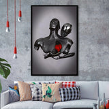 3D Effect Art Black Love Red Moon Heart Framed Art Prints Wall Decor - Painting Art, Home Decor,Wall Art, Framed Picture
