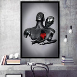 3D Effect Art Black Love Red Moon Heart Framed Art Prints Wall Decor - Painting Art, Home Decor,Wall Art, Framed Picture