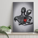 3D Effect Art Black Love Red Moon Heart Canvas Prints Wall Art - Painting Canvas, Home Wall Decor, For Sale