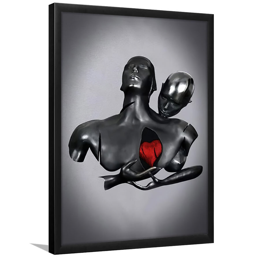 3D Effect Art Black Love Red Moon Heart Framed Art Prints Wall Decor - Painting Art, Home Decor,Wall Art, Framed Picture