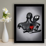3D Effect Art Black Love Red Moon Heart Framed Art Prints Wall Decor - Painting Art, Home Decor,Wall Art, Framed Picture