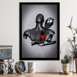 3D Effect Art Black Love Red Moon Heart Framed Art Prints Wall Decor - Painting Art, Home Decor,Wall Art, Framed Picture