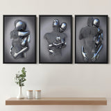 3D Effect Art Emotional Hug Love Prints Wall Art Set of 3 Piece Framed Canvas Prints Wall Art Decor